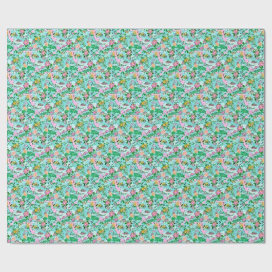 Florida Map Preppy Palm Beach Pattern Print Geschenkpapier (Flach)