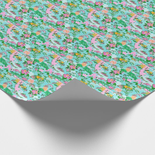 Florida Map Preppy Palm Beach Pattern Print Geschenkpapier (Ecke)