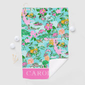 Florida Map Preppy Palm Beach Pattern Print Golfhandtuch (Insitu)