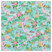 Florida Map Preppy Palm Beach Pattern Print Stoff (Nahaufnahme)