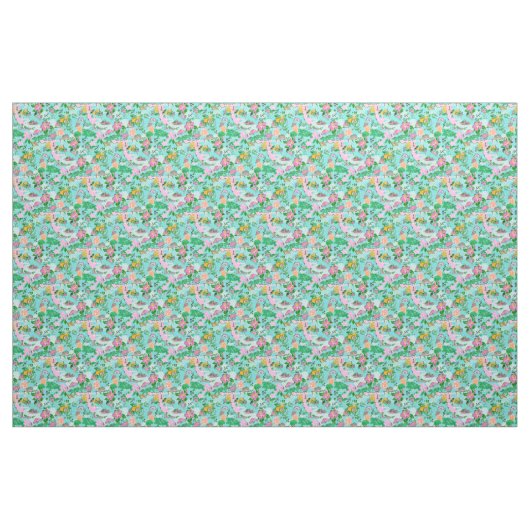 Florida Map Preppy Palm Beach Pattern Print Stoff (Fat Quarter (45,7 x 55,9 cm))