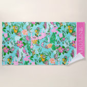 Florida Map Preppy Palm Beach Pattern Print Strandtuch (Vorderseite)