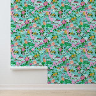Florida Map Preppy Palm Beach Pattern Print Tapete