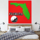 Florida Map, Text, Staat Imitate Quarter Canvas Pr Leinwanddruck (Insitu (Schlafzimmer))