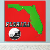 Florida Map, Text, Staat Imitate Quarter Canvas Pr Leinwanddruck (Insitu (Holzboden))
