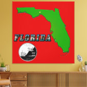 Florida Map, Text, Staat Imitate Quarter Canvas Pr Leinwanddruck (Insitu (Wohnzimmer))