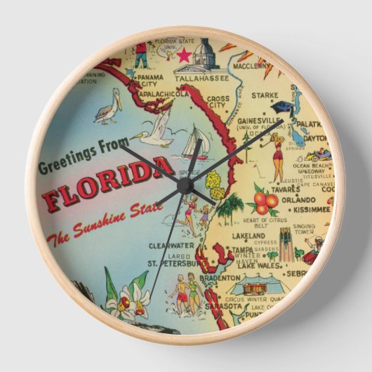 Florida Map Wall Clock Uhr (Vorderseite)