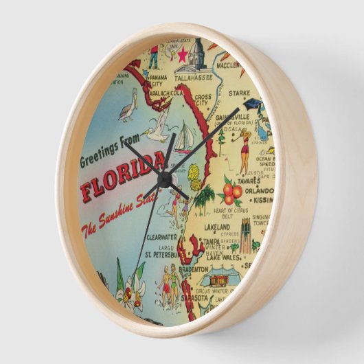 Florida Map Wall Clock Uhr (Winkel)