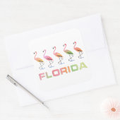 FLORIDA - Marching Tropical Flamingos Quadratischer Aufkleber (Umschlag)