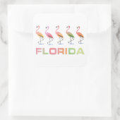 FLORIDA - Marching Tropical Flamingos Quadratischer Aufkleber (Tasche)