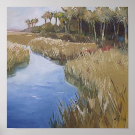 Florida marshland Wildgras und Palmen Poster (Vorne)