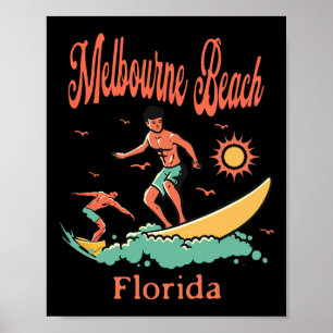 Florida Melbourne Beach Fl Surfer Surfen Angeln Poster