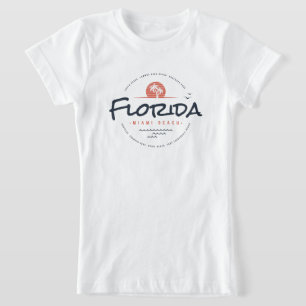 Florida Miami Beach Retro Sonnenuntergang Palme Tr T-Shirt
