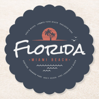 Florida Miami Beach Retro Sonnenuntergang Palme Tr Untersetzer