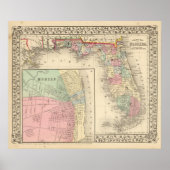 Florida, Mobile Karte von Mitchell Poster (Vorne)
