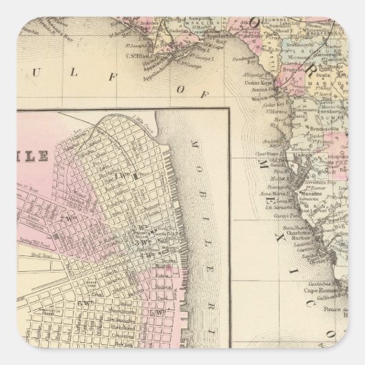 Florida, Mobile Quadratischer Aufkleber (Vorderseite)