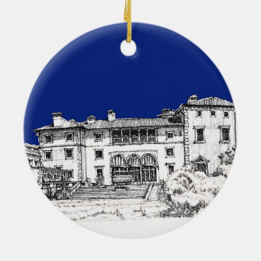 Florida-Museum im Blau Keramik Ornament (Hinten)