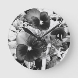 Florida Nature Foto Artistic Monochrome Pansy Runde Wanduhr