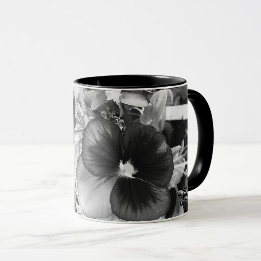 Florida Nature Foto Artistic Monochrome Pansy Tasse (VorderseiteRechts)
