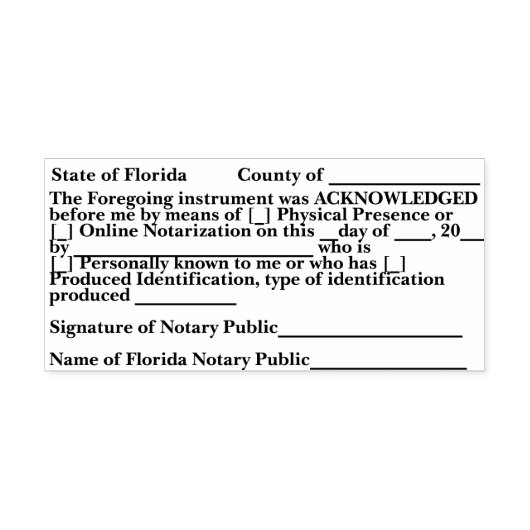Florida Notar-Anerkennungs-Selbstfärbestempel Permastempel (Design)