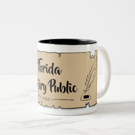 Florida Notary Public Scroll Feather Quill Zweifarbige Tasse