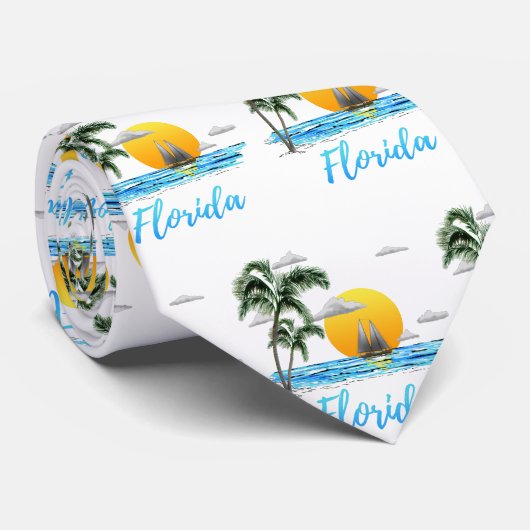 Florida Ocean Sunset Sailing Krawatte (Gerollt)