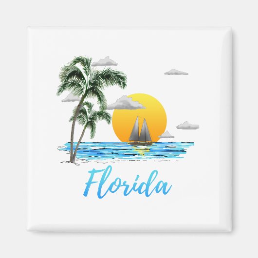 Florida Ocean Sunset Sailing Magnet (Vorne)