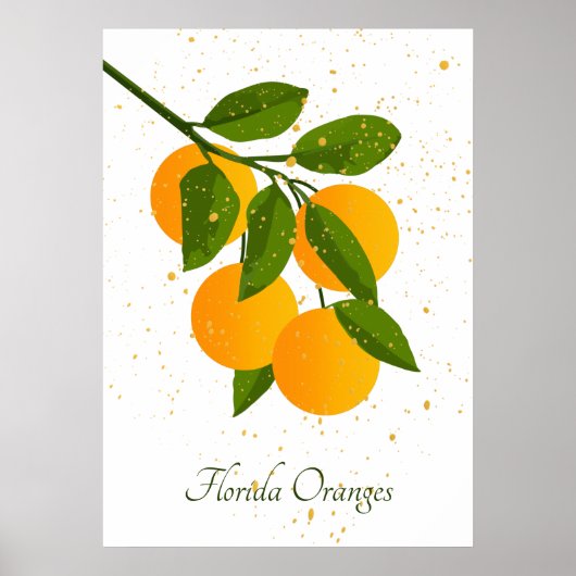 Florida Orange Abstrakt Citrus Frucht Kunst Poster (Vorne)