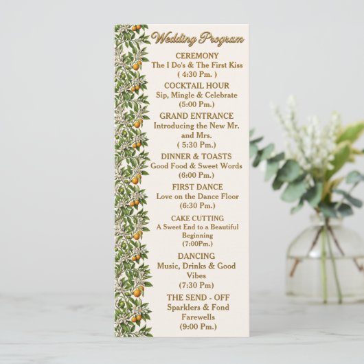 Florida Orange Blossom Florales Hochzeitsprogramm Programm (Stehend Vorderseite)
