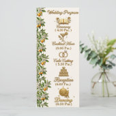 Florida Orange Blossom Gold Elegante Hochzeitsprog Programm (Stehend Vorderseite)
