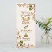 Florida Orange Blossom Gold Elegante Hochzeitsprog Programm (Stehend Vorderseite)