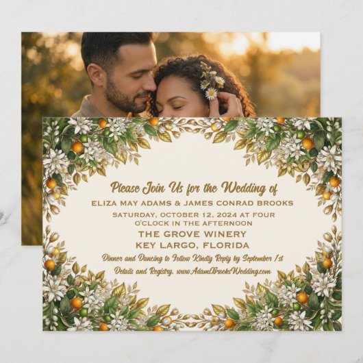 Florida Orange Blossom Hochzeitseinladung Save The Date (Vorne/Hinten)