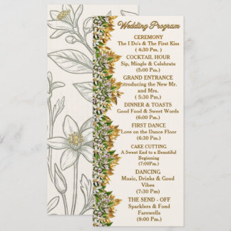 Florida Orange Blossom Hochzeitsprogrammkarte Programm