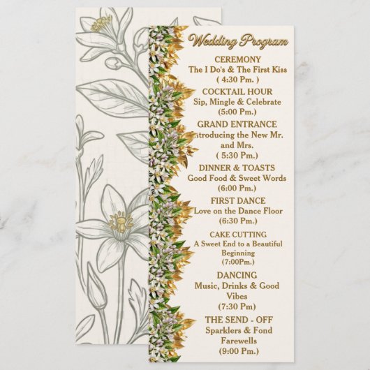 Florida Orange Blossom Hochzeitsprogrammkarte Programm (Vorne/Hinten)