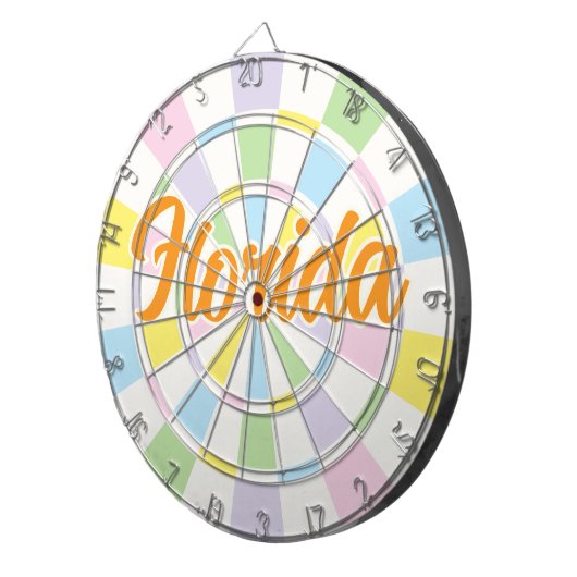 Florida Orange Text in Weiß- und Pastellfarben Dartscheibe (Vorderseite rechts)