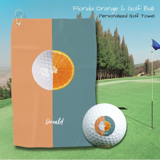 Florida Orange und Golf Ball Golfhandtuch