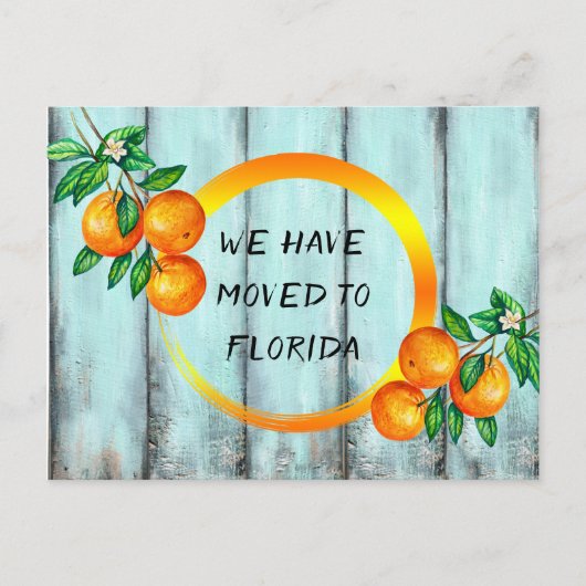 Florida Orangen gegen einen Aqua-Aqua-Wasserfarben Ankündigungspostkarte (Vorderseite)