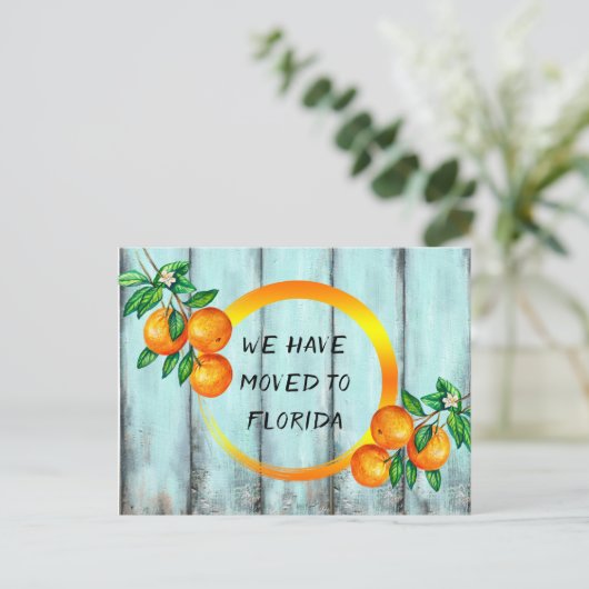 Florida Orangen gegen einen Aqua-Aqua-Wasserfarben Ankündigungspostkarte (Stehend Vorderseite)