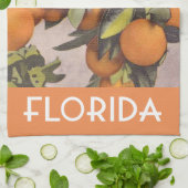 Florida Orangen Vintage BaumIllustration Geschirrtuch (Gefaltet)