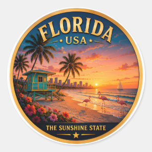 Florida Palm Beach Urlaubserinnerungen 🟡 Runder Aufkleber