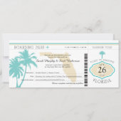 Florida Palm Tree Boarding Hochzeit Einladung (Vorderseite)