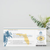 Florida Palm Tree Boarding Pass Wedding Einladung (Stehend Vorderseite)