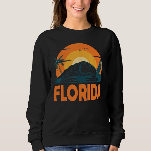 Florida Palm Tree Surf Surfing Beach Island Summer Sweatshirt (Vorderseite)