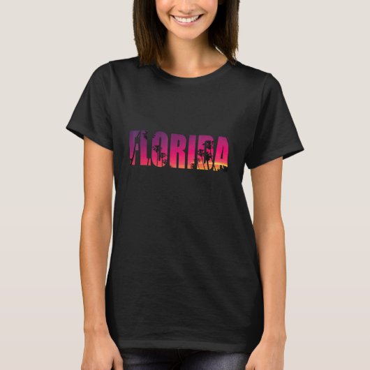 Florida Palm Trees Miami Beach Sunset T-Shirt (Vorderseite)
