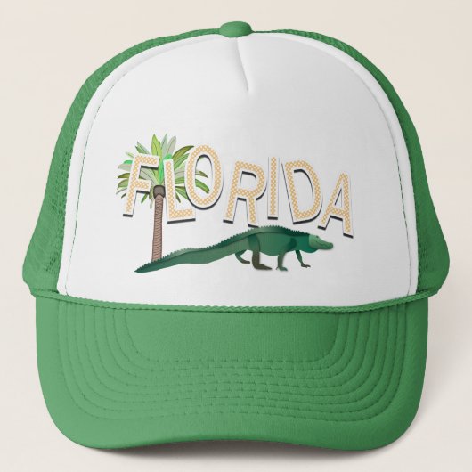 Florida-Palme und Alligator Truckerkappe (Vorderseite)