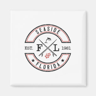 Florida-Palmen am Meer, Vintage-Strandfront und Ck Magnet