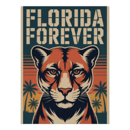Florida Panther Forever Vintage Travel Poster Art