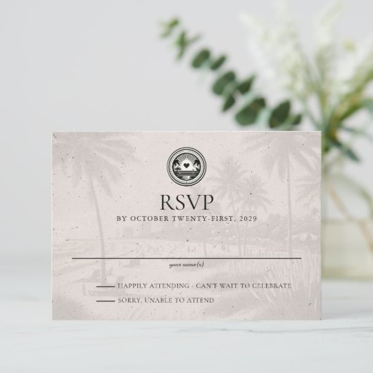 Florida Passport Wedding RSVP Karte (Stehend Vorderseite)