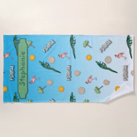 Florida Pattern Personalisiert Strandtuch (Vorderseite)