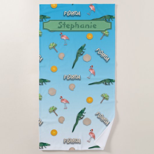 Florida Pattern Personalisiert Strandtuch (Vorderseite)